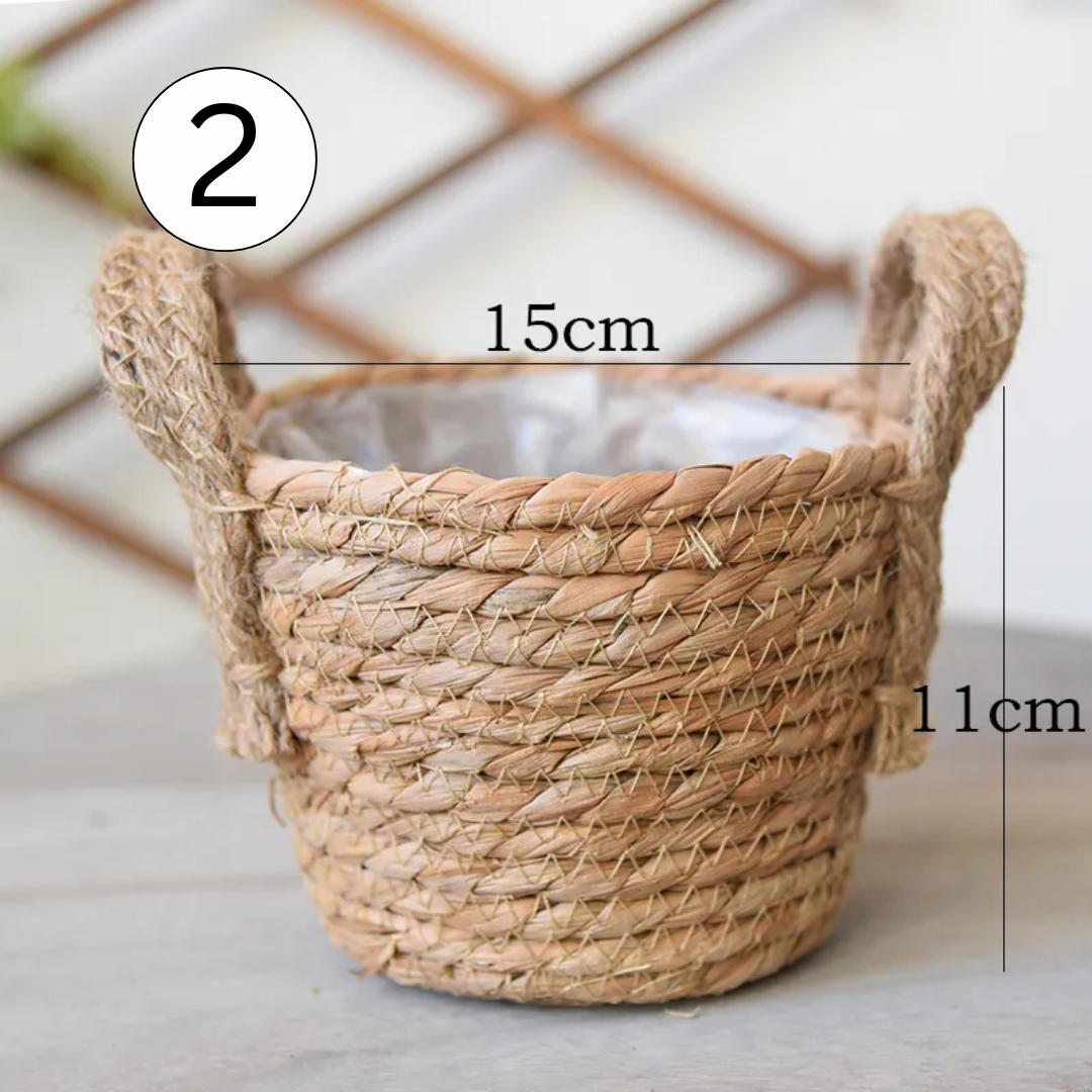 Handgewobener Stroh Blumentopf - Traumraum