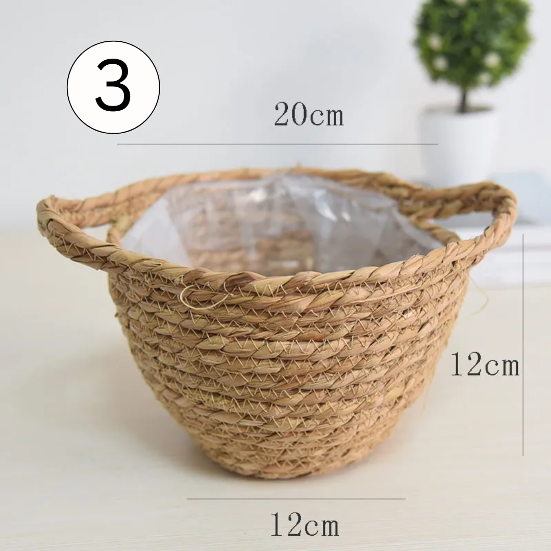 Handgewobener Stroh Blumentopf - Traumraum